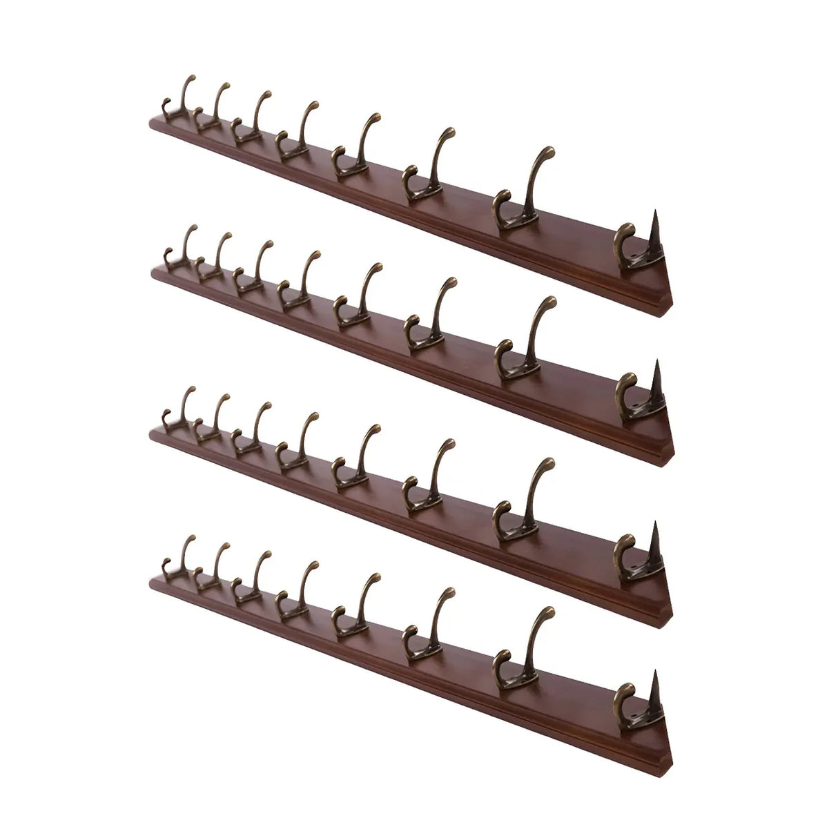 Rustic Brown Wooden Wall-Mount Coat Rack with Hooks Image - 39