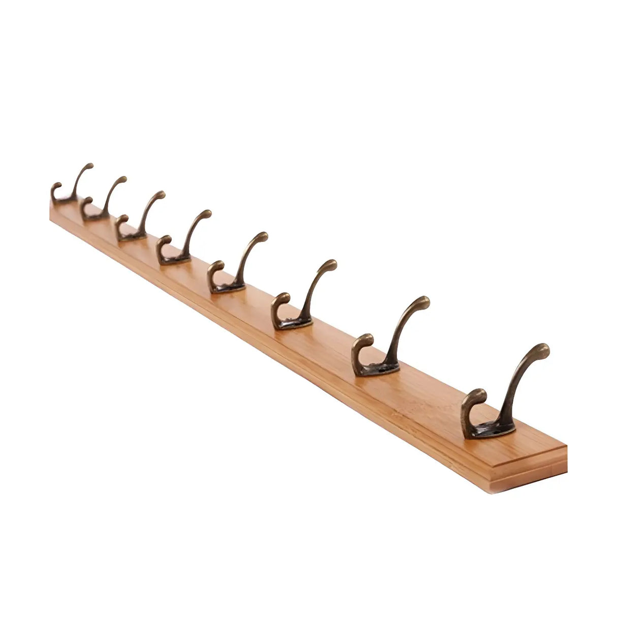 Rustic Brown Wooden Wall-Mount Coat Rack with Hooks Image - 13
