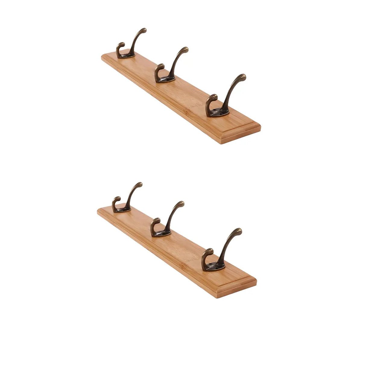 Rustic Brown Wooden Wall-Mount Coat Rack with Hooks Image - 14