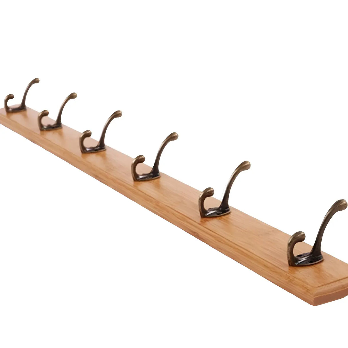 Rustic Brown Wooden Wall-Mount Coat Rack with Hooks Image - 15