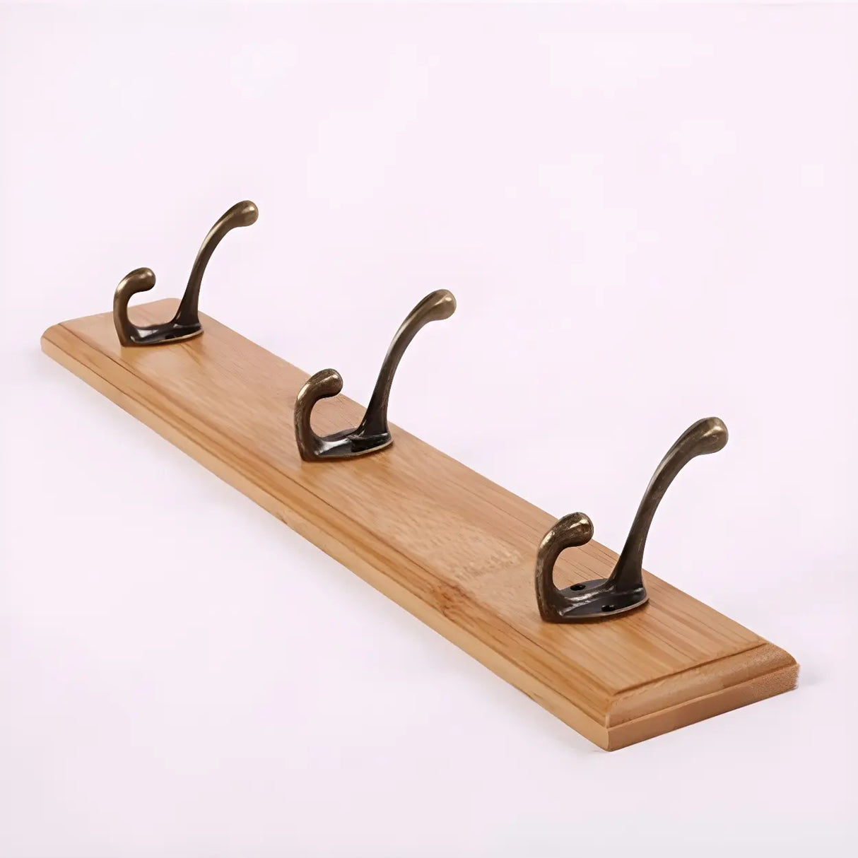 Rustic Brown Wooden Wall-Mount Coat Rack with Hooks Image - 43