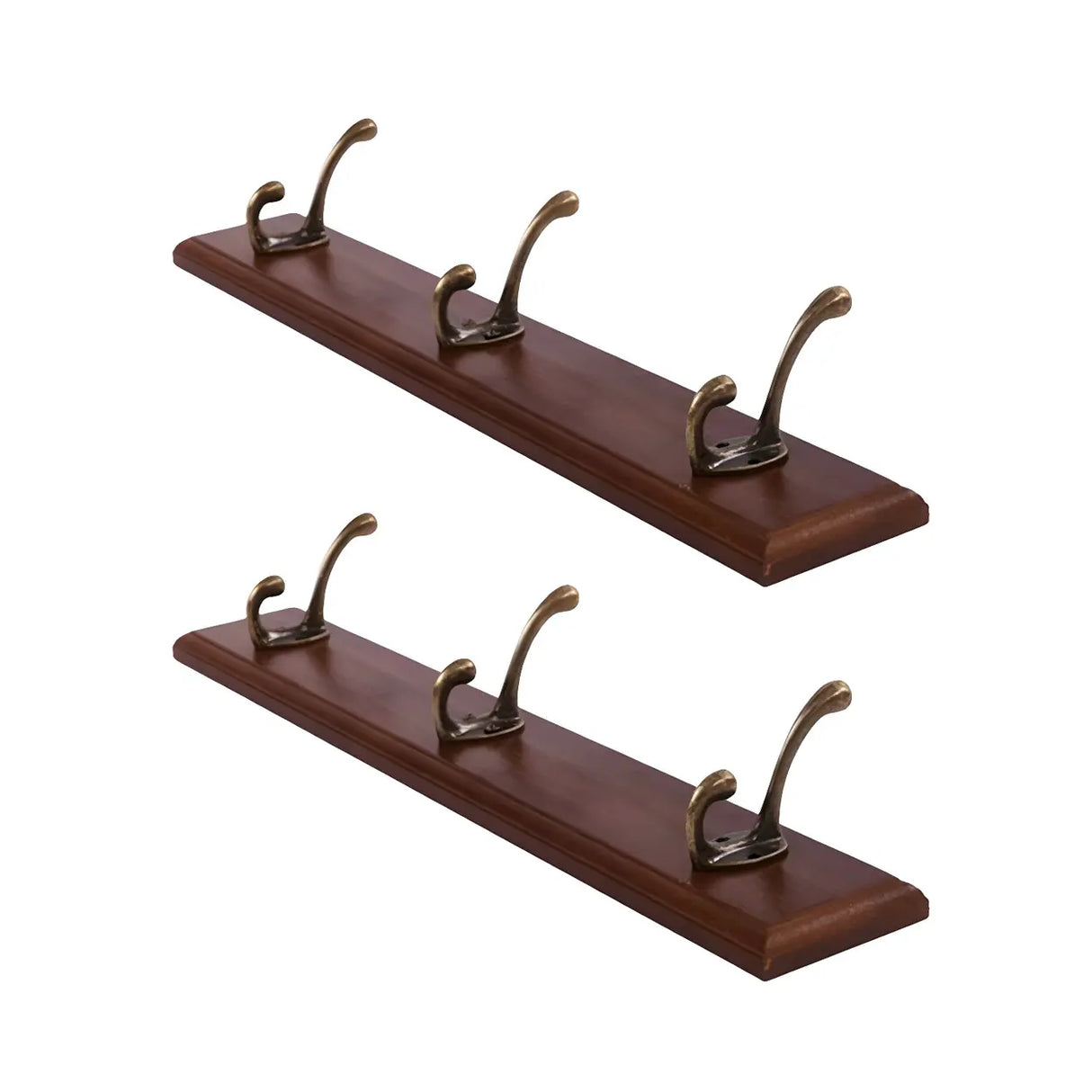 Rustic Brown Wooden Wall-Mount Coat Rack with Hooks Image - 17