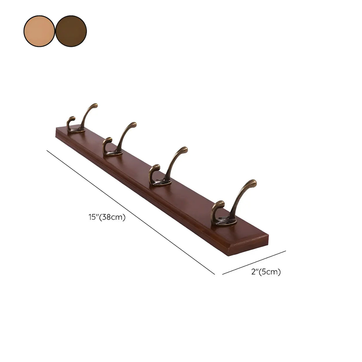 Rustic Brown Wooden Wall-Mount Coat Rack with Hooks