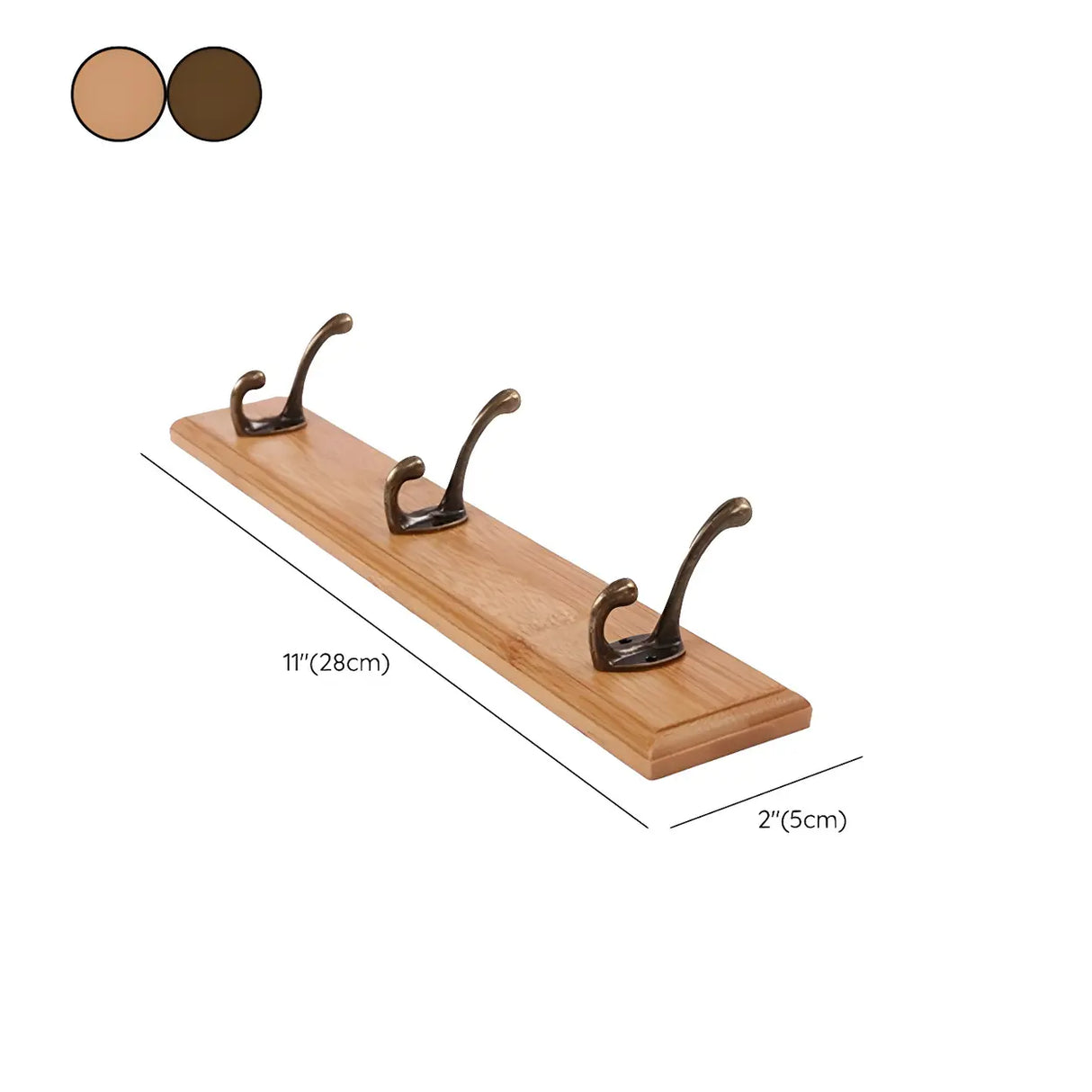 Rustic Brown Wooden Wall-Mount Coat Rack with Hooks Image - 45