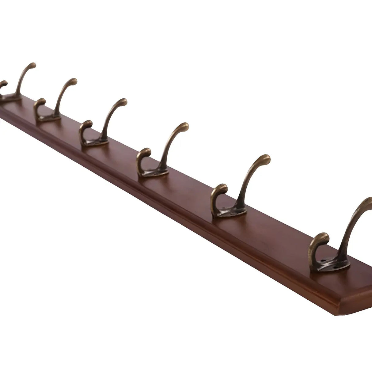Rustic Brown Wooden Wall-Mount Coat Rack with Hooks Image - 19
