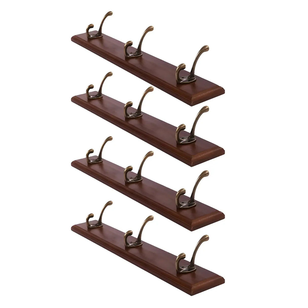 Rustic Brown Wooden Wall-Mount Coat Rack with Hooks Image - 20