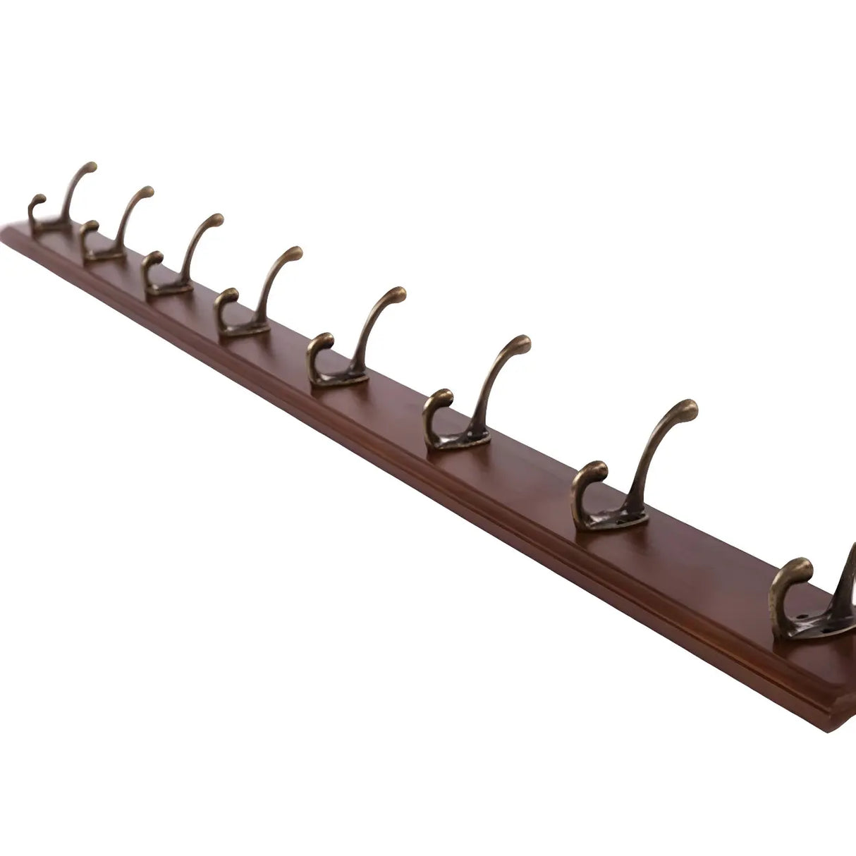 Rustic Brown Wooden Wall-Mount Coat Rack with Hooks Image - 21