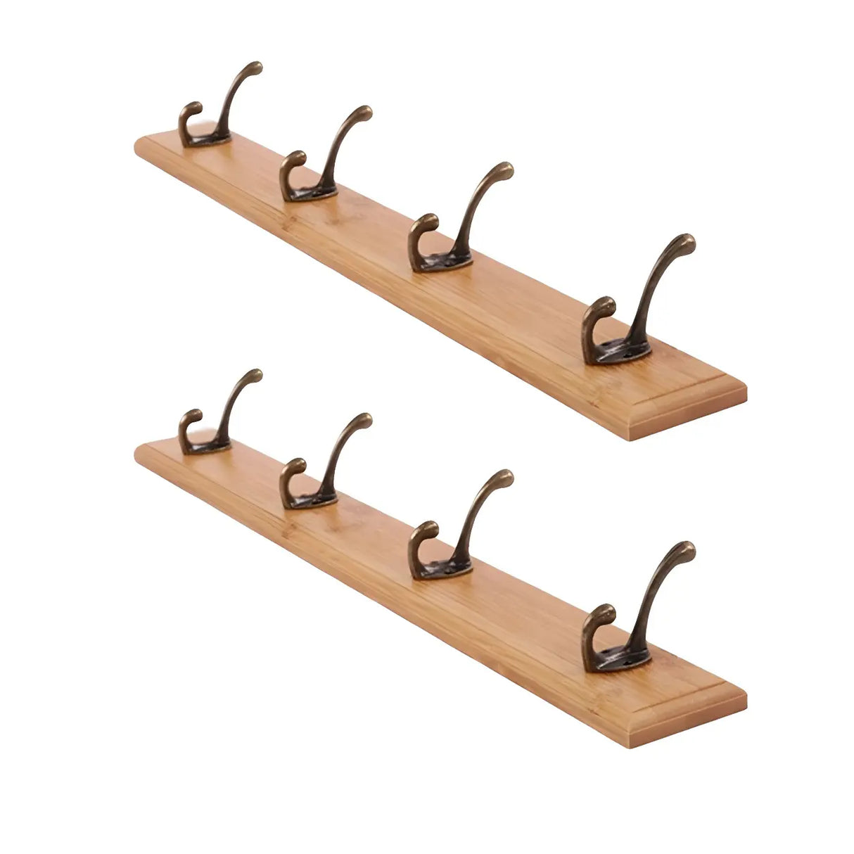 Rustic Brown Wooden Wall-Mount Coat Rack with Hooks Image - 22