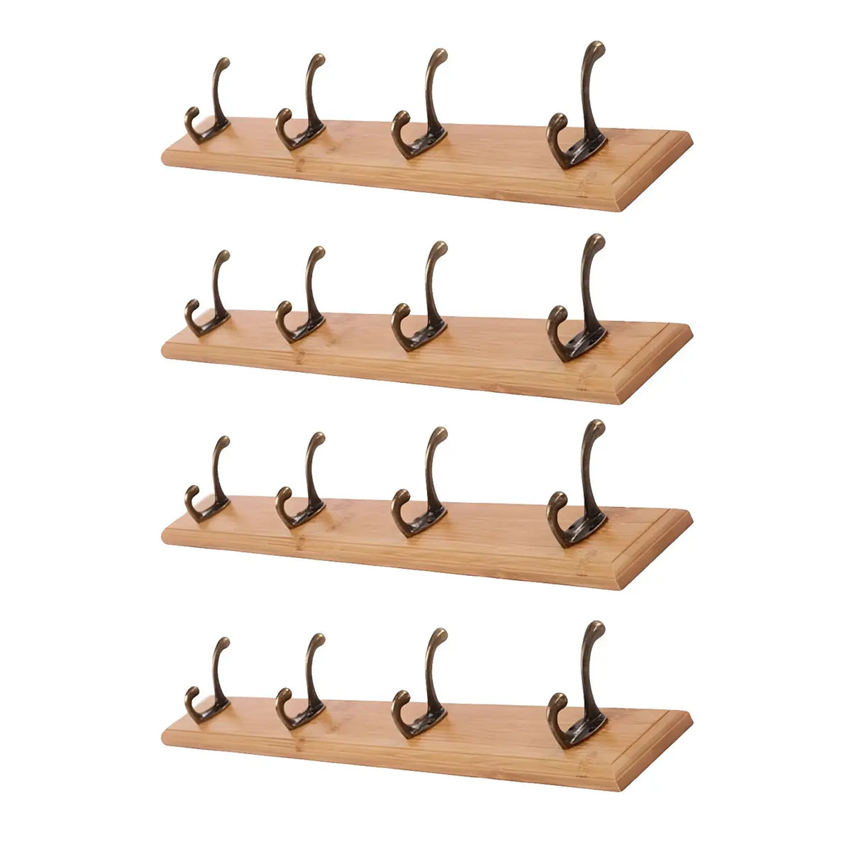 Rustic Brown Wooden Wall-Mount Coat Rack with Hooks Image - 23