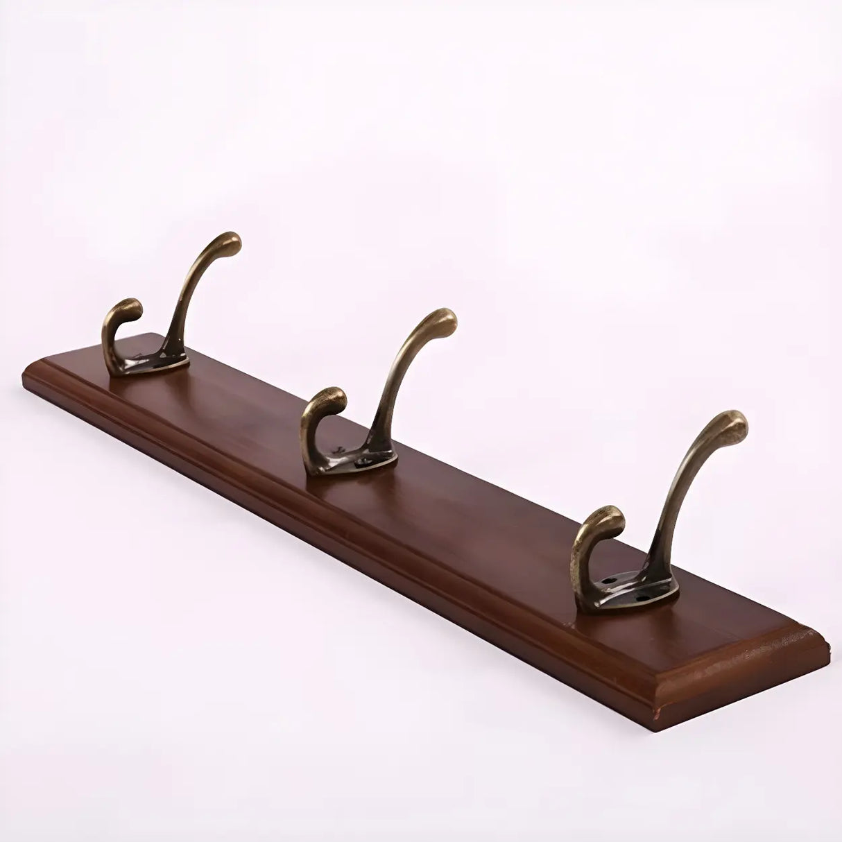 Rustic Brown Wooden Wall-Mount Coat Rack with Hooks Image - 25