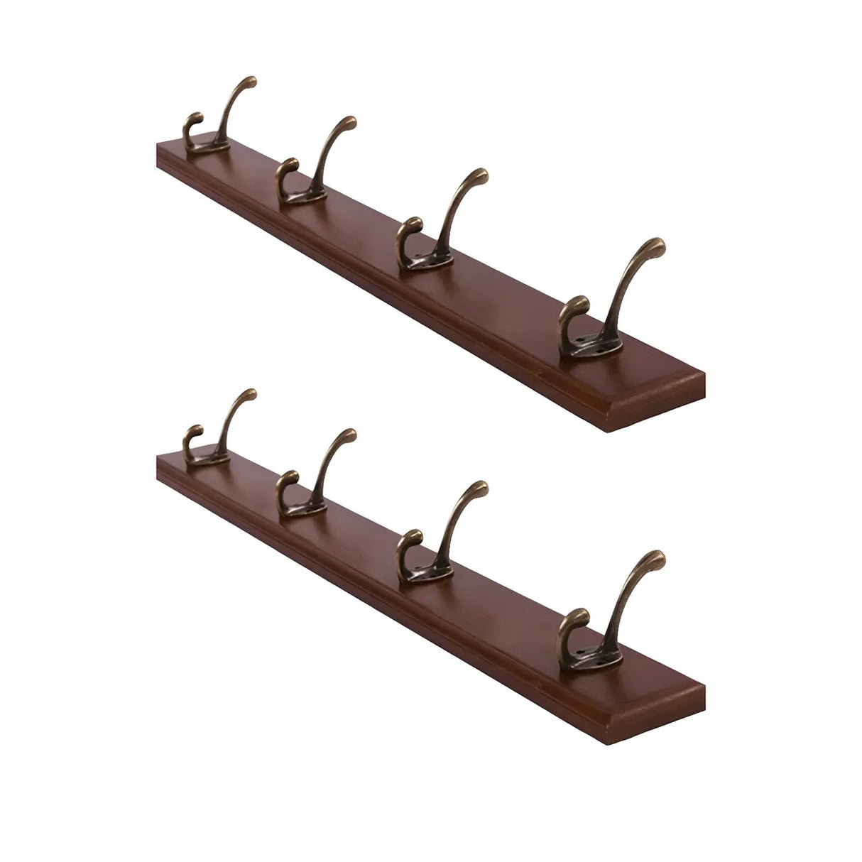 Rustic Brown Wooden Wall-Mount Coat Rack with Hooks Image - 26