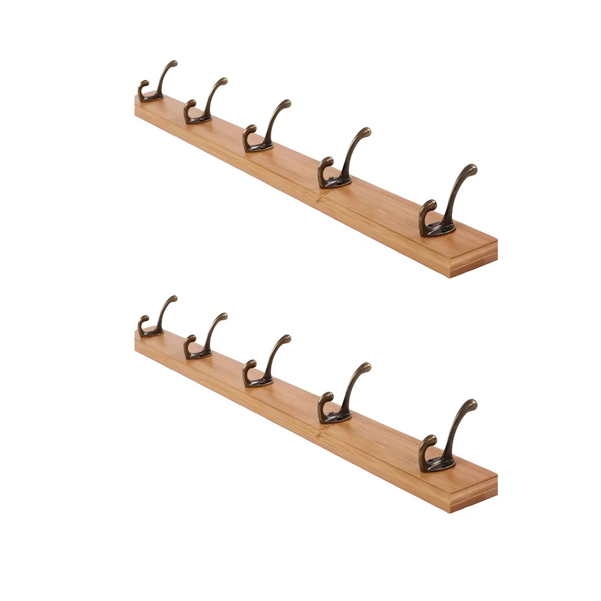 Rustic Brown Wooden Wall-Mount Coat Rack with Hooks Image - 29