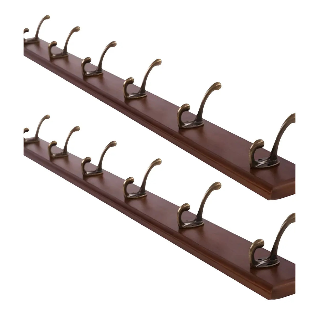 Rustic Brown Wooden Wall-Mount Coat Rack with Hooks Image - 36