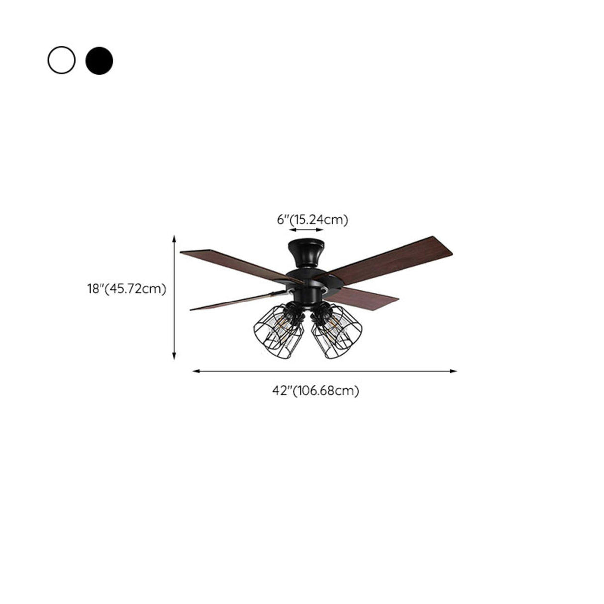 Rustic Casual Wood Flush Mount Caged Ceiling Fan Light