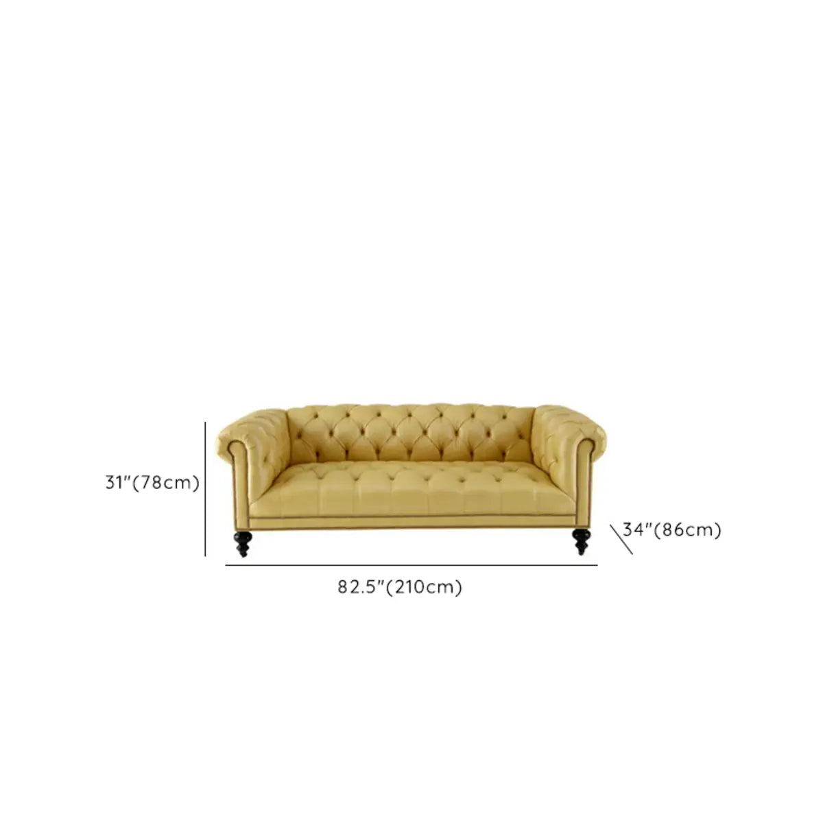 Rustic Chesterfield Yellow Rolled Arm Tufted Back Sofa