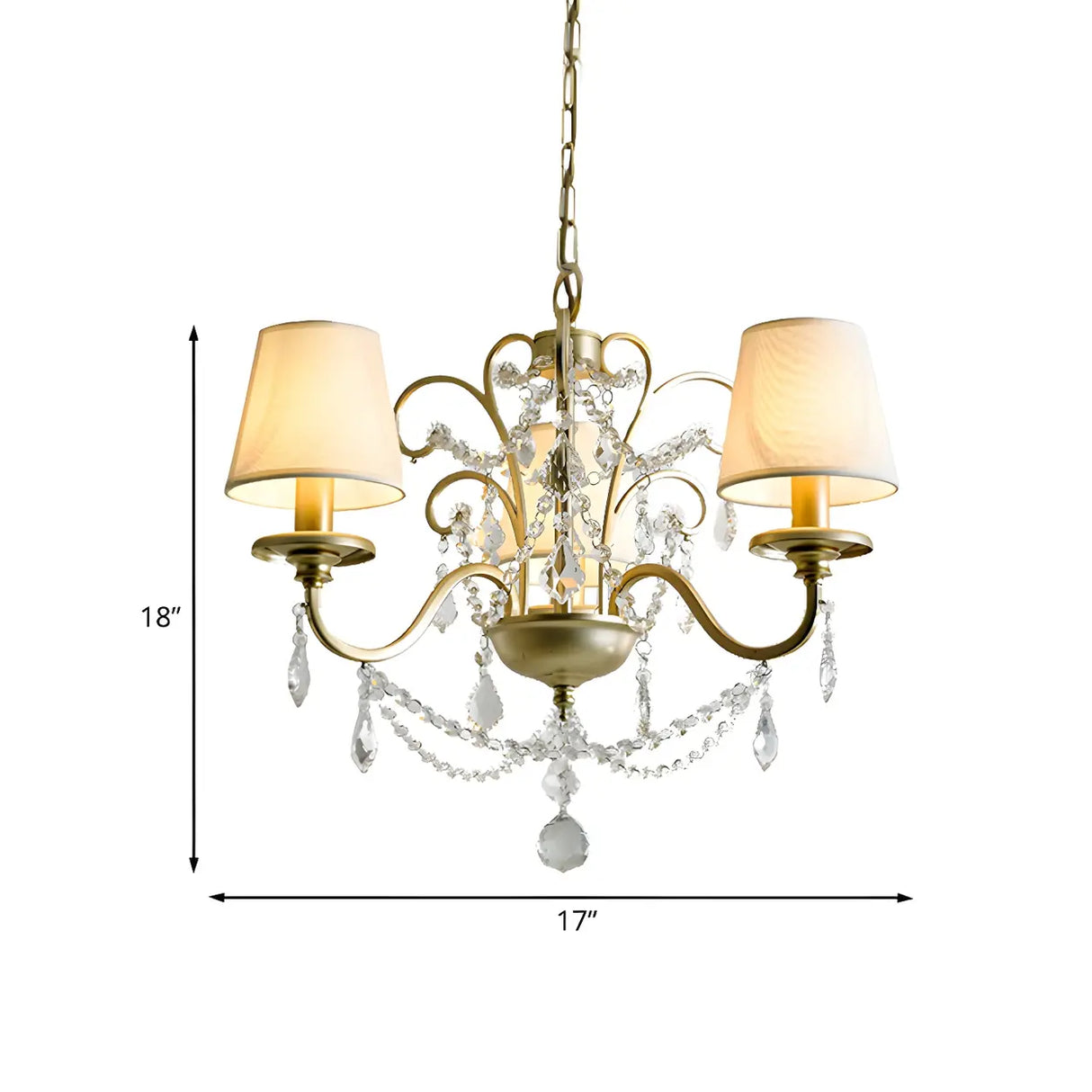 Rustic Classic Gold Crystal Fabric Barrel Chandelier