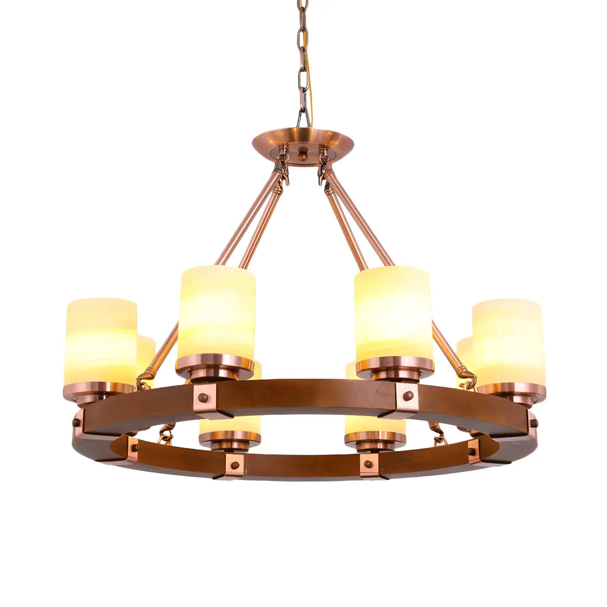 Rustic Classic Living Room Circular Cylinder Chandelier Image - 14