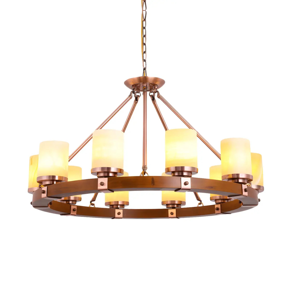 Rustic Classic Living Room Circular Cylinder Chandelier Image - 19