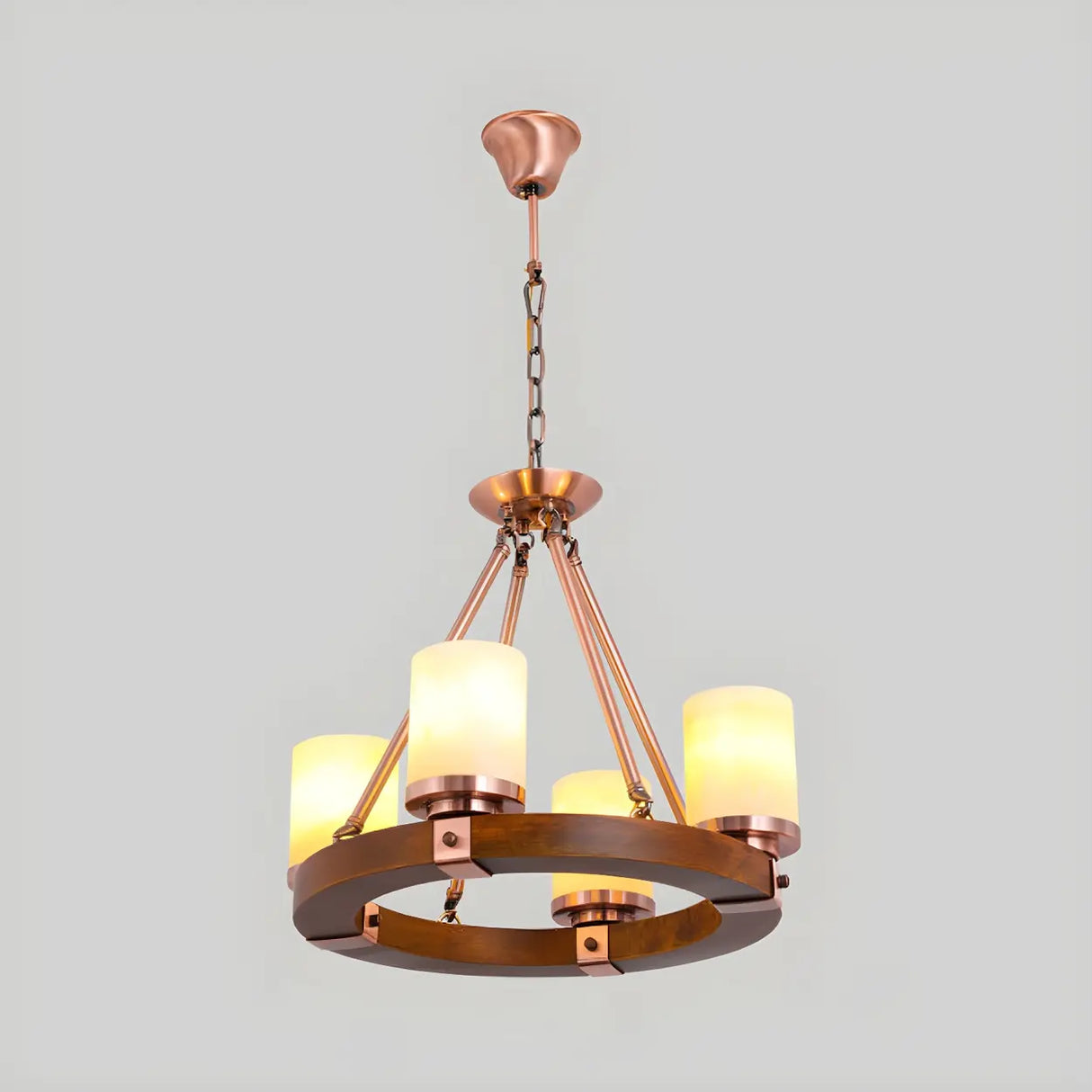 Rustic Classic Living Room Circular Cylinder Chandelier Image - 4