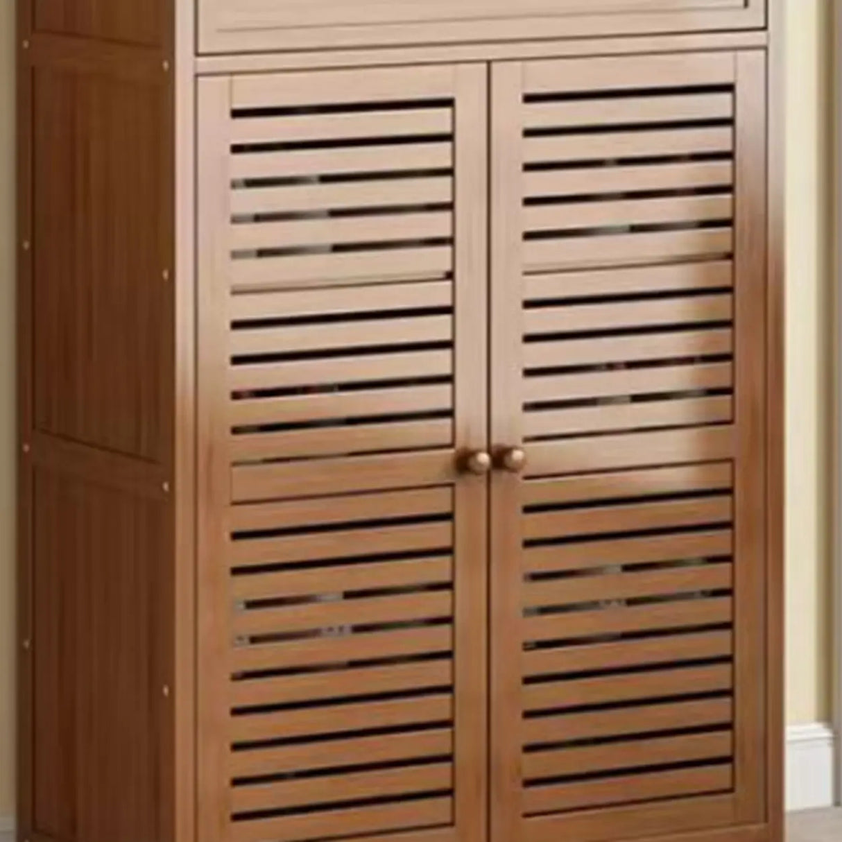 Rustic Closed Back Wood Hallway Brown Medium Shoe Cabinet Image - 17