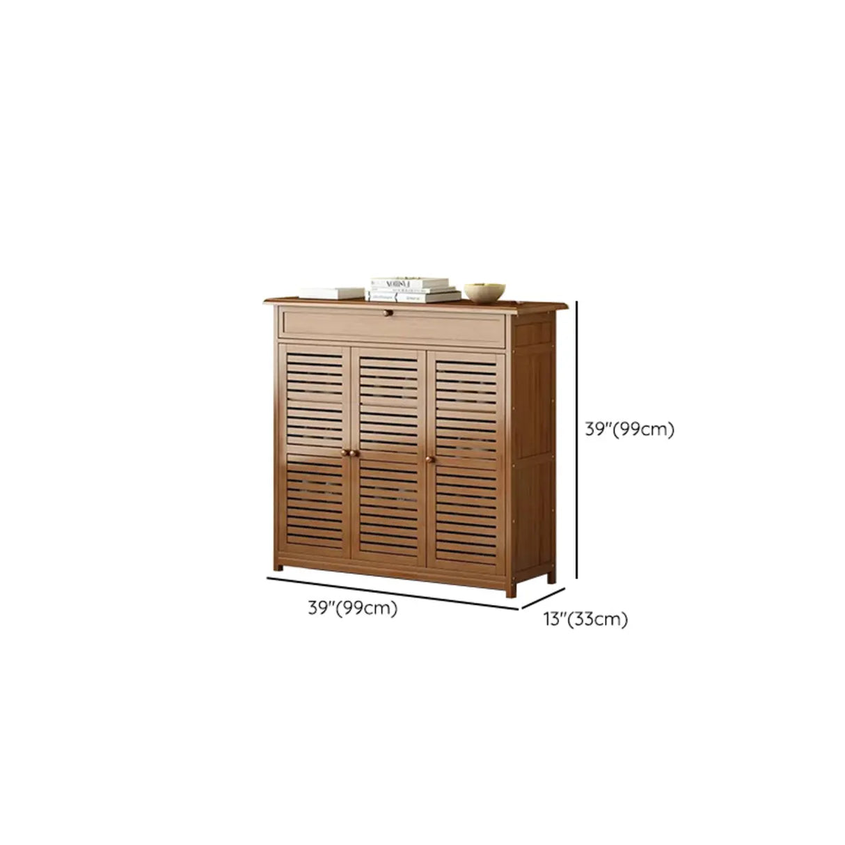 Rustic Closed Back Wood Hallway Brown Medium Shoe Cabinet Image - 23