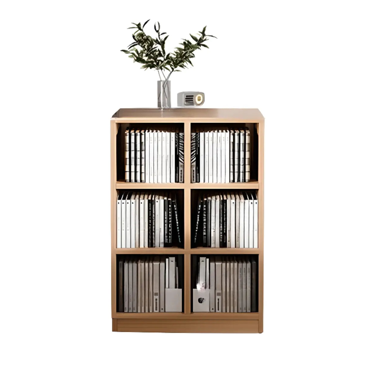 Rustic Closed Oak Finish Wood Storage Cubes Bookcase Image - 11