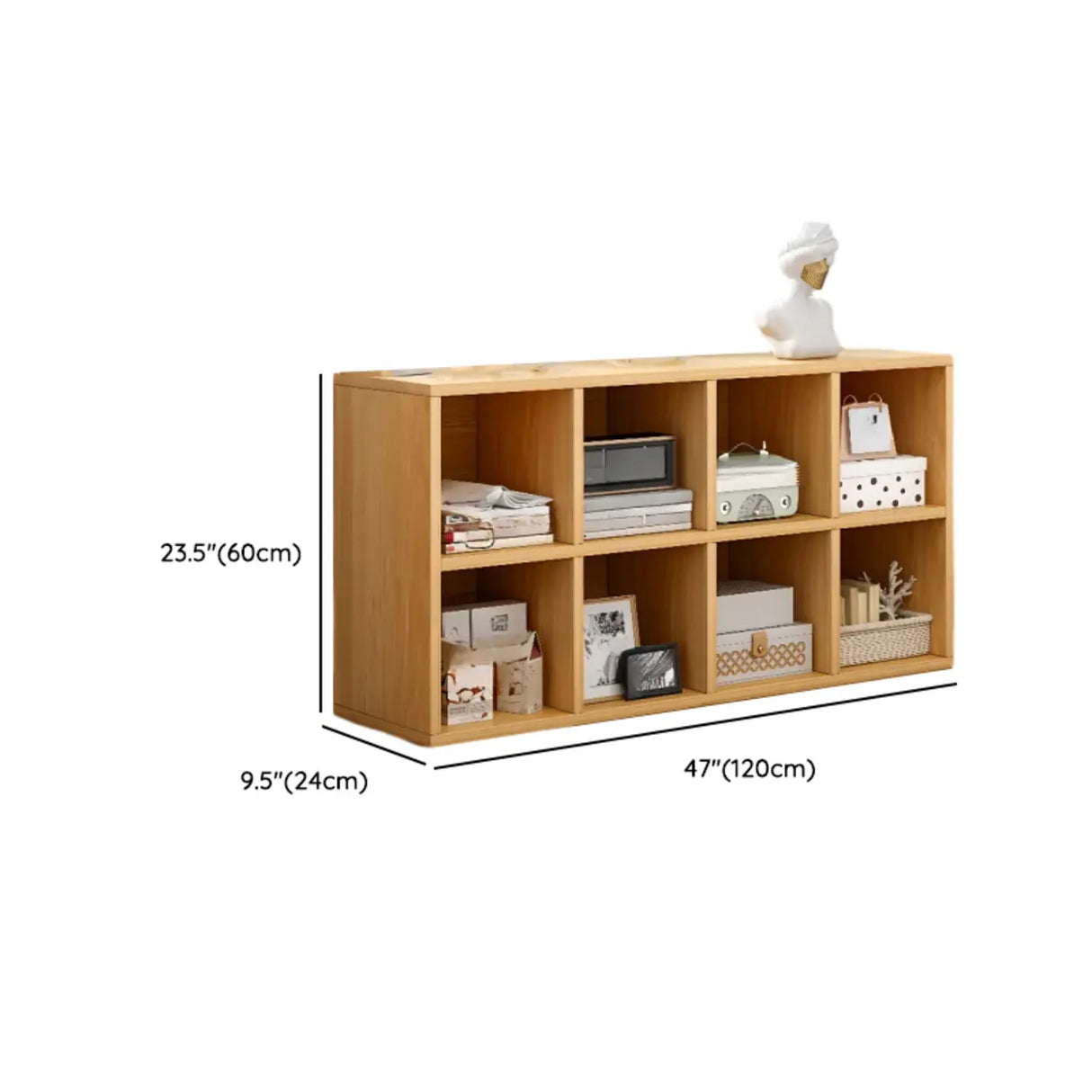 Rustic Closed Oak Finish Wood Storage Cubes Bookcase