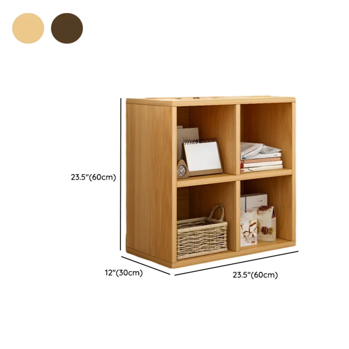 Rustic Closed Oak Finish Wood Storage Cubes Bookcase Image - 32