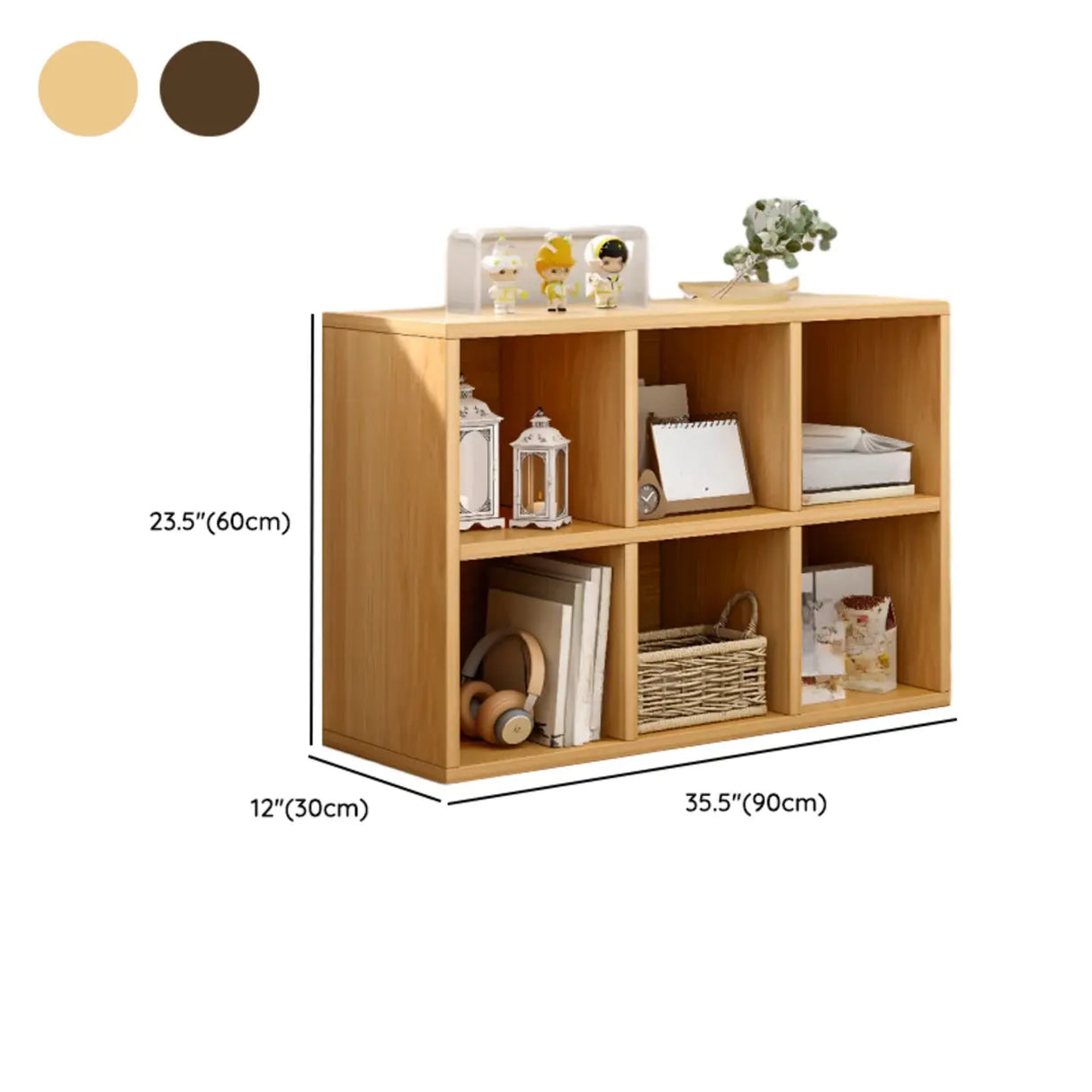 Rustic Closed Oak Finish Wood Storage Cubes Bookcase Image - 33