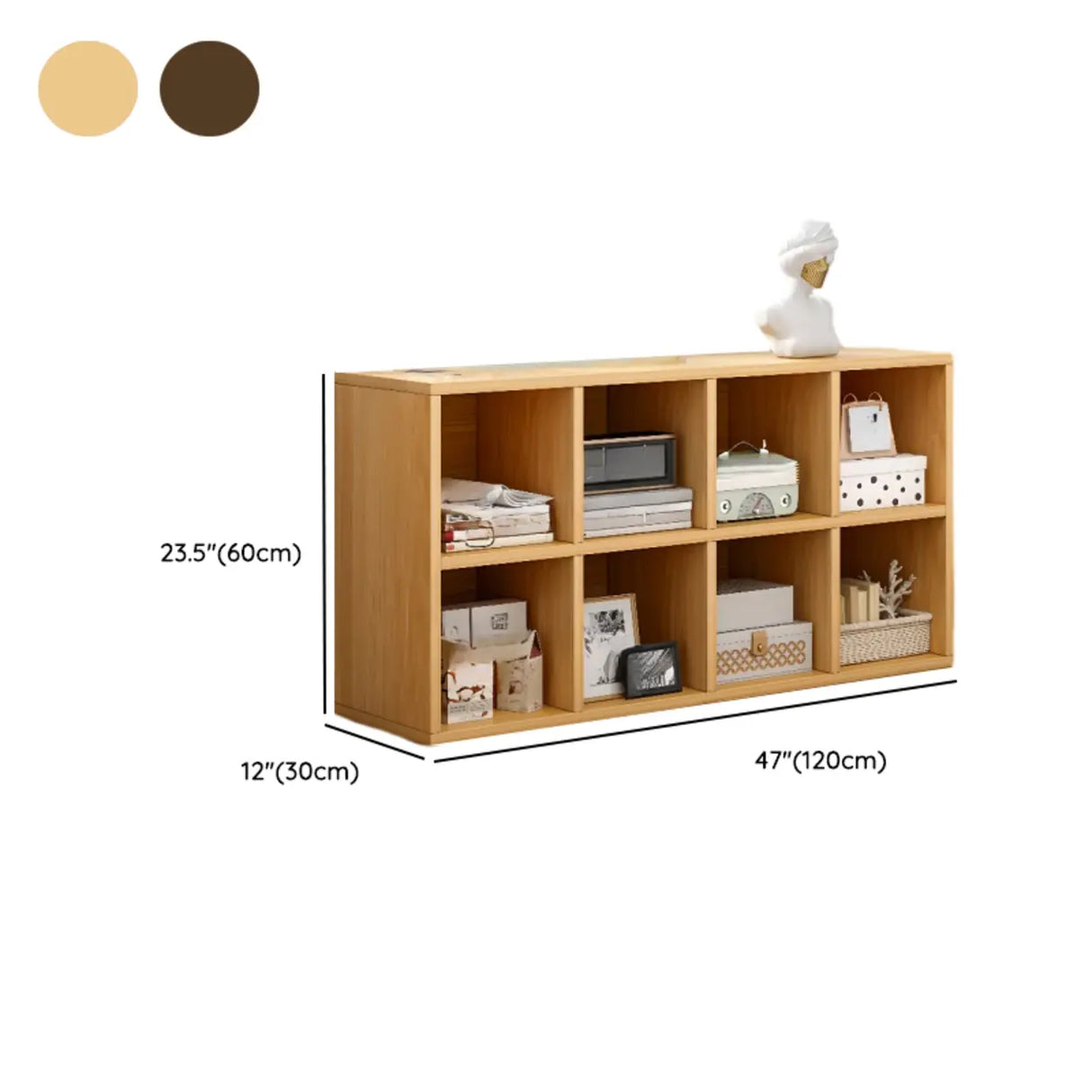 Rustic Closed Oak Finish Wood Storage Cubes Bookcase Image - 34