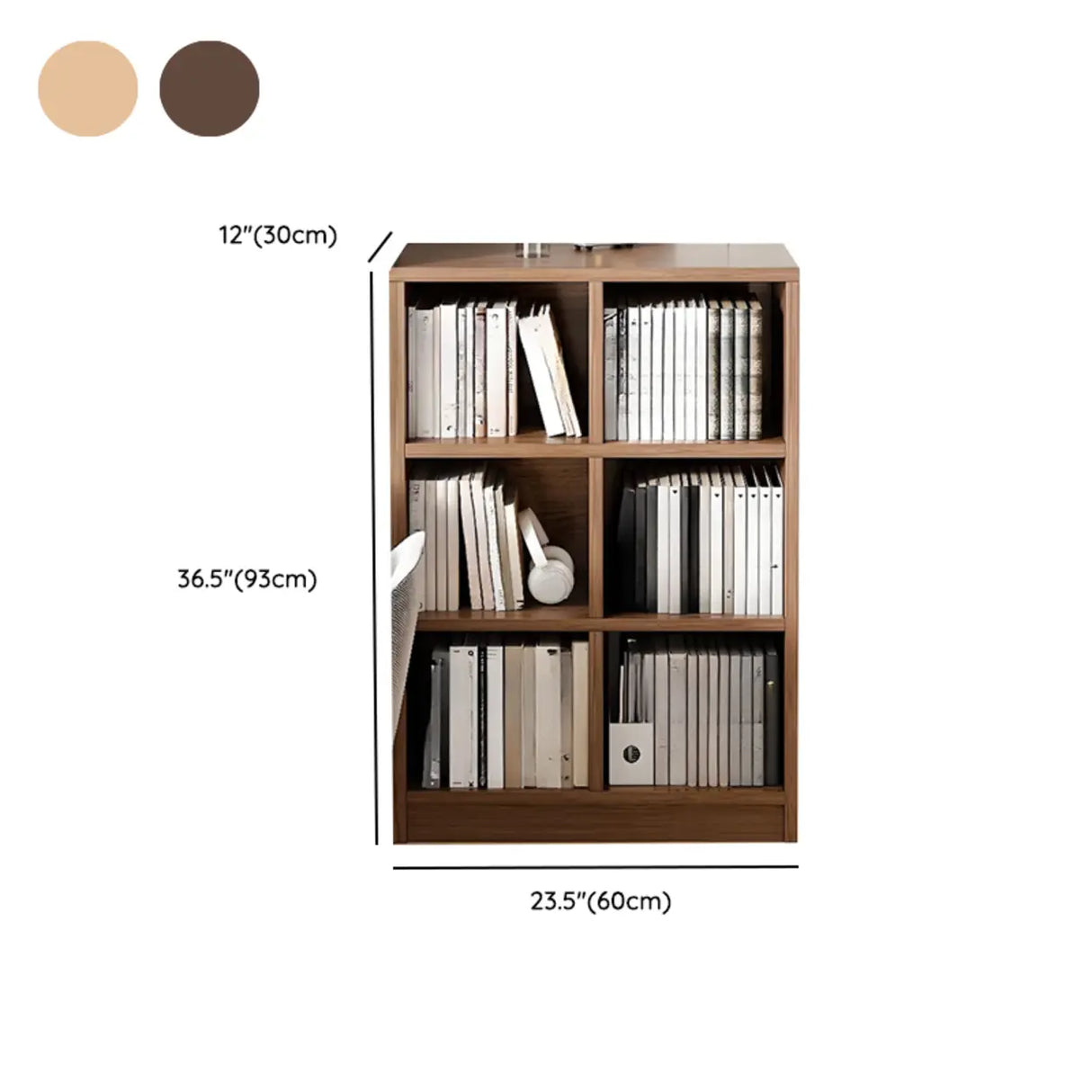 Rustic Closed Oak Finish Wood Storage Cubes Bookcase Image - 35