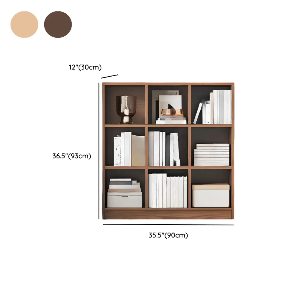 Rustic Closed Oak Finish Wood Storage Cubes Bookcase Image - 36