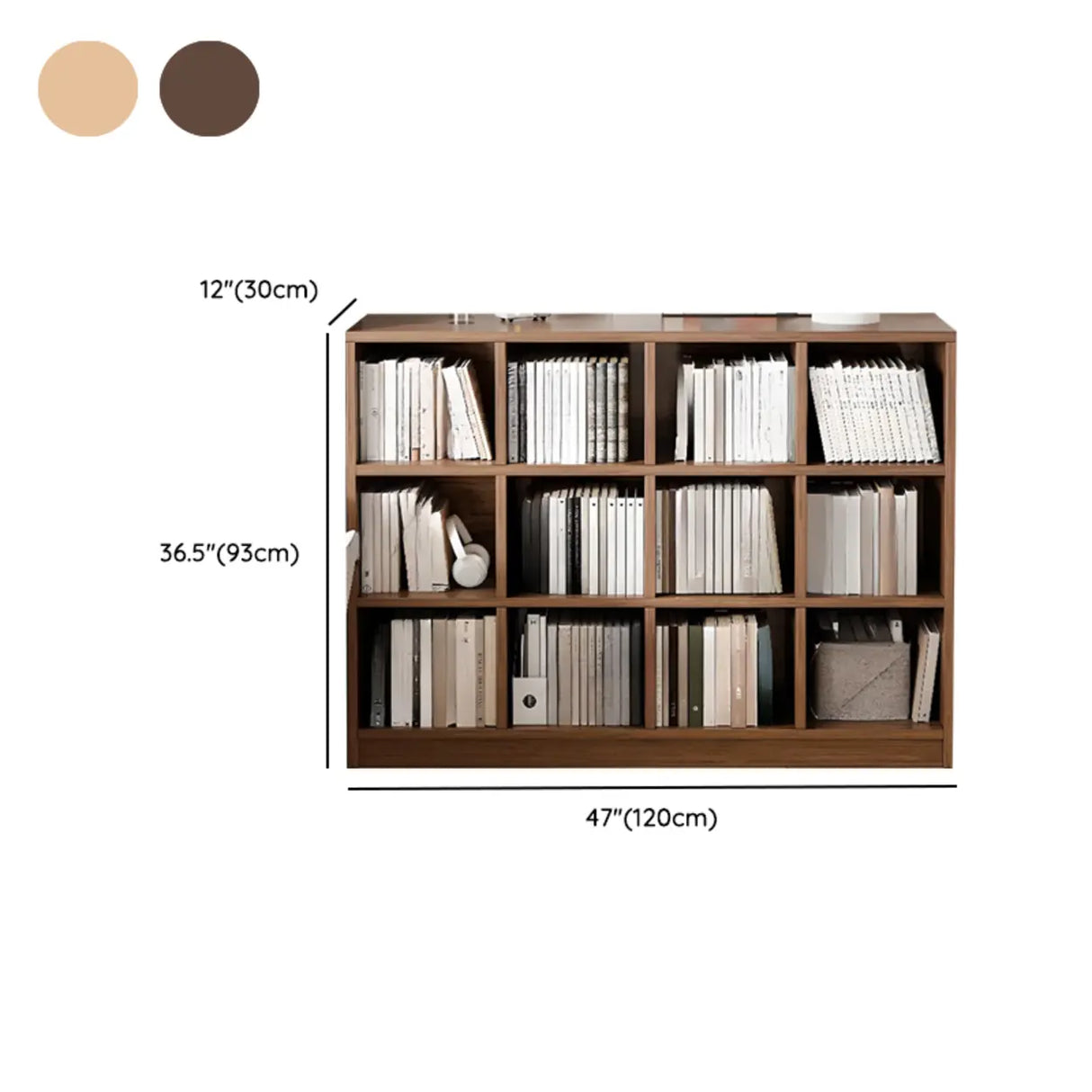 Rustic Closed Oak Finish Wood Storage Cubes Bookcase Image - 37