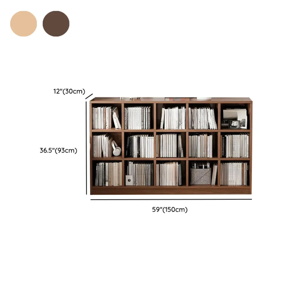 Rustic Closed Oak Finish Wood Storage Cubes Bookcase Image - 38