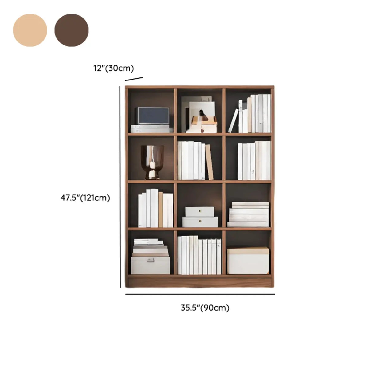 Rustic Closed Oak Finish Wood Storage Cubes Bookcase Image - 40