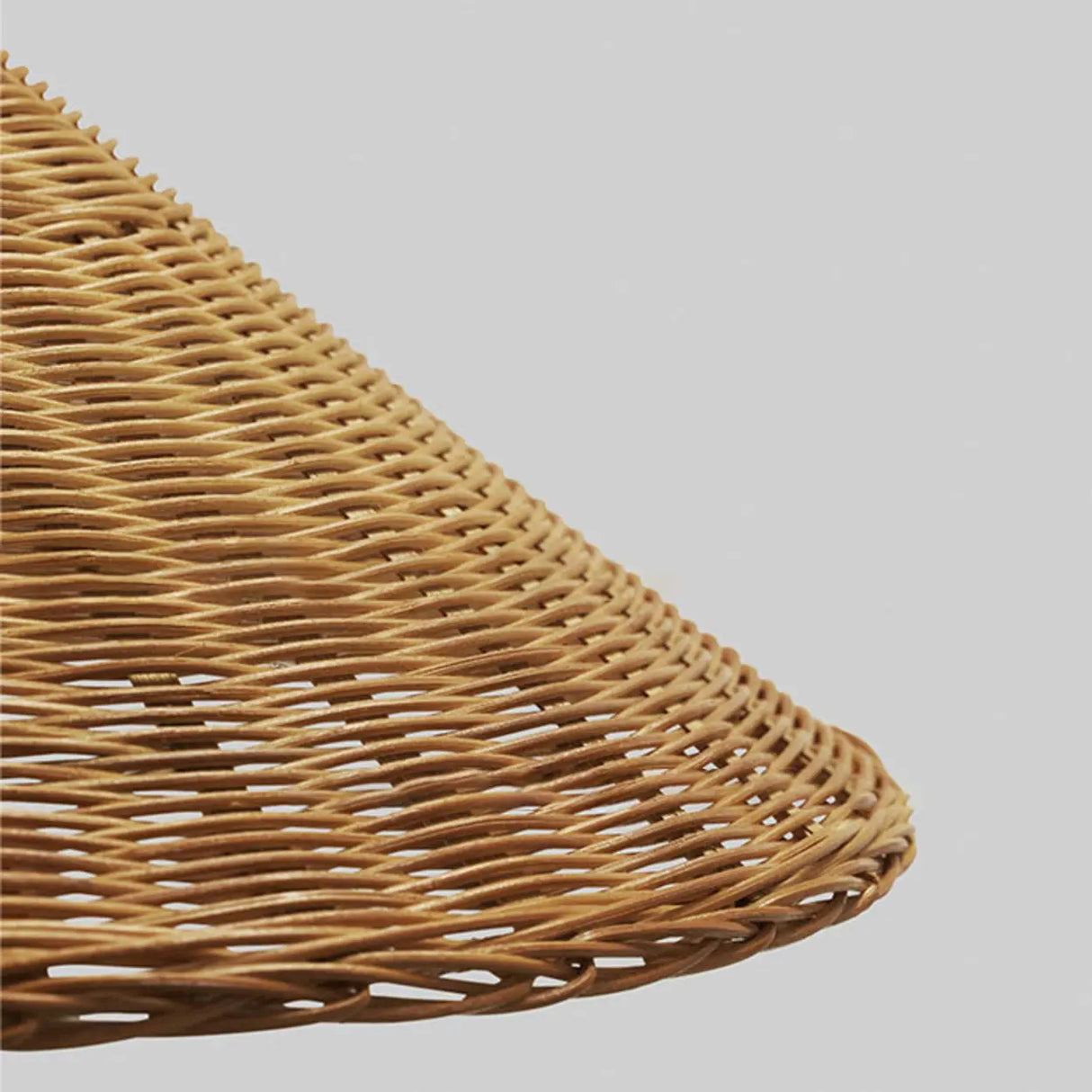 Rustic Cone Rattan Fabric Gold Base Rocker Switch Floor Lamp Image - 8