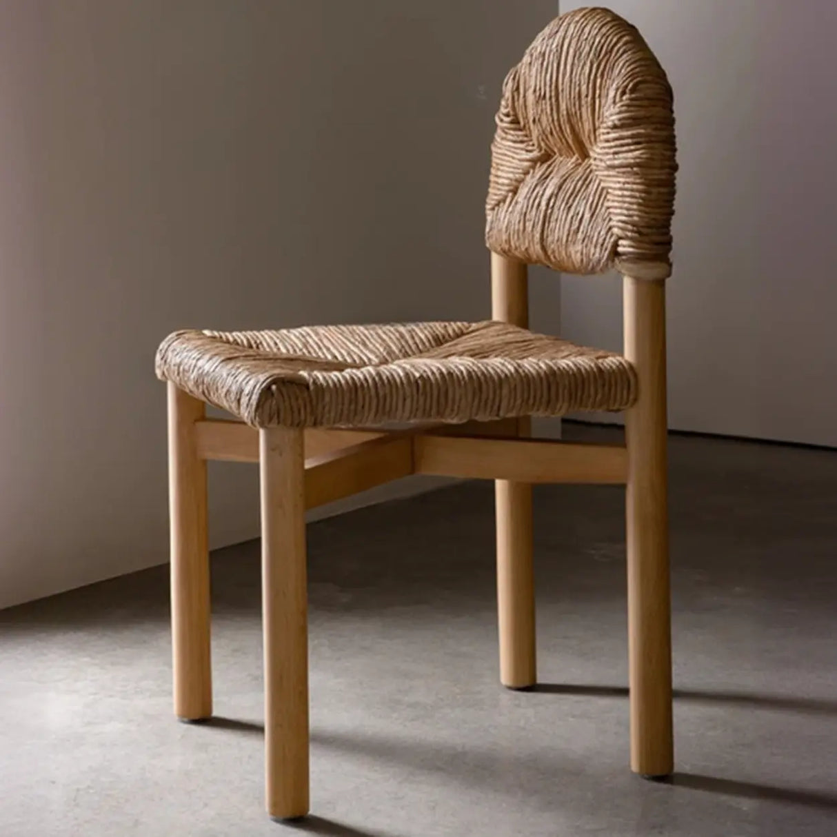 Rustic Curved Braided Rope Dining Chair Natural Finish Image - 3