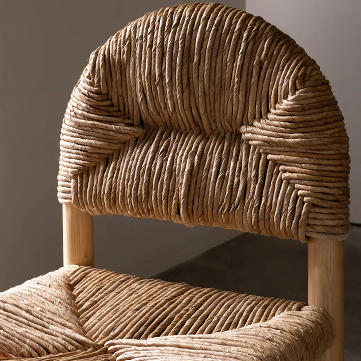 Rustic Curved Braided Rope Dining Chair Natural Finish Image - 5