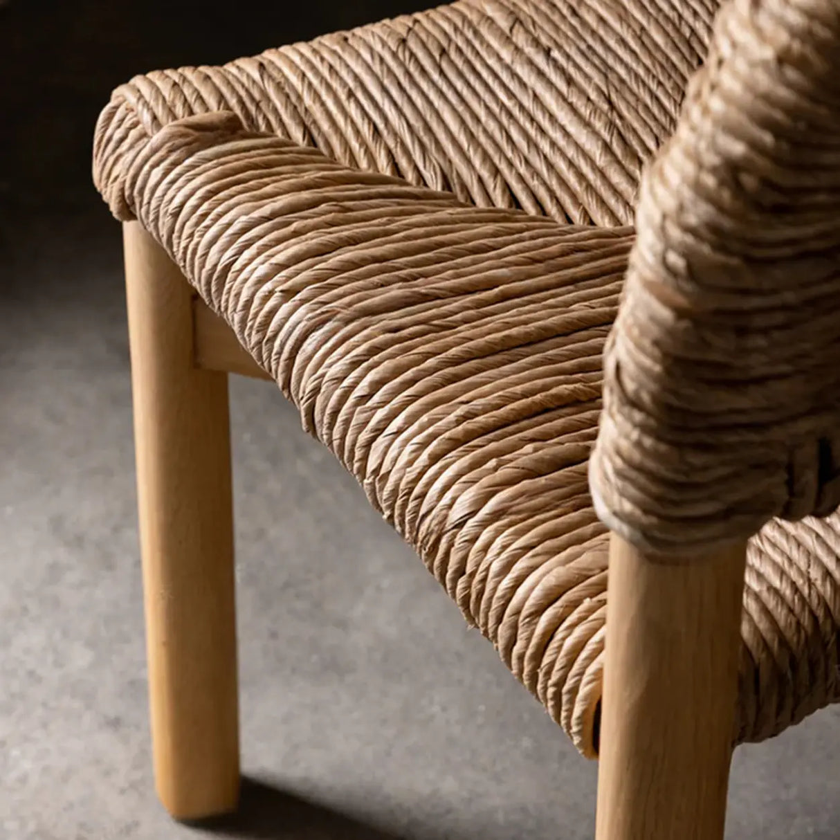 Rustic Curved Braided Rope Dining Chair Natural Finish Image - 6