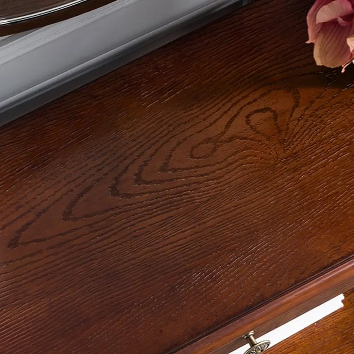 Rustic Curved Mahogany Brown Storage Console Table Image - 6