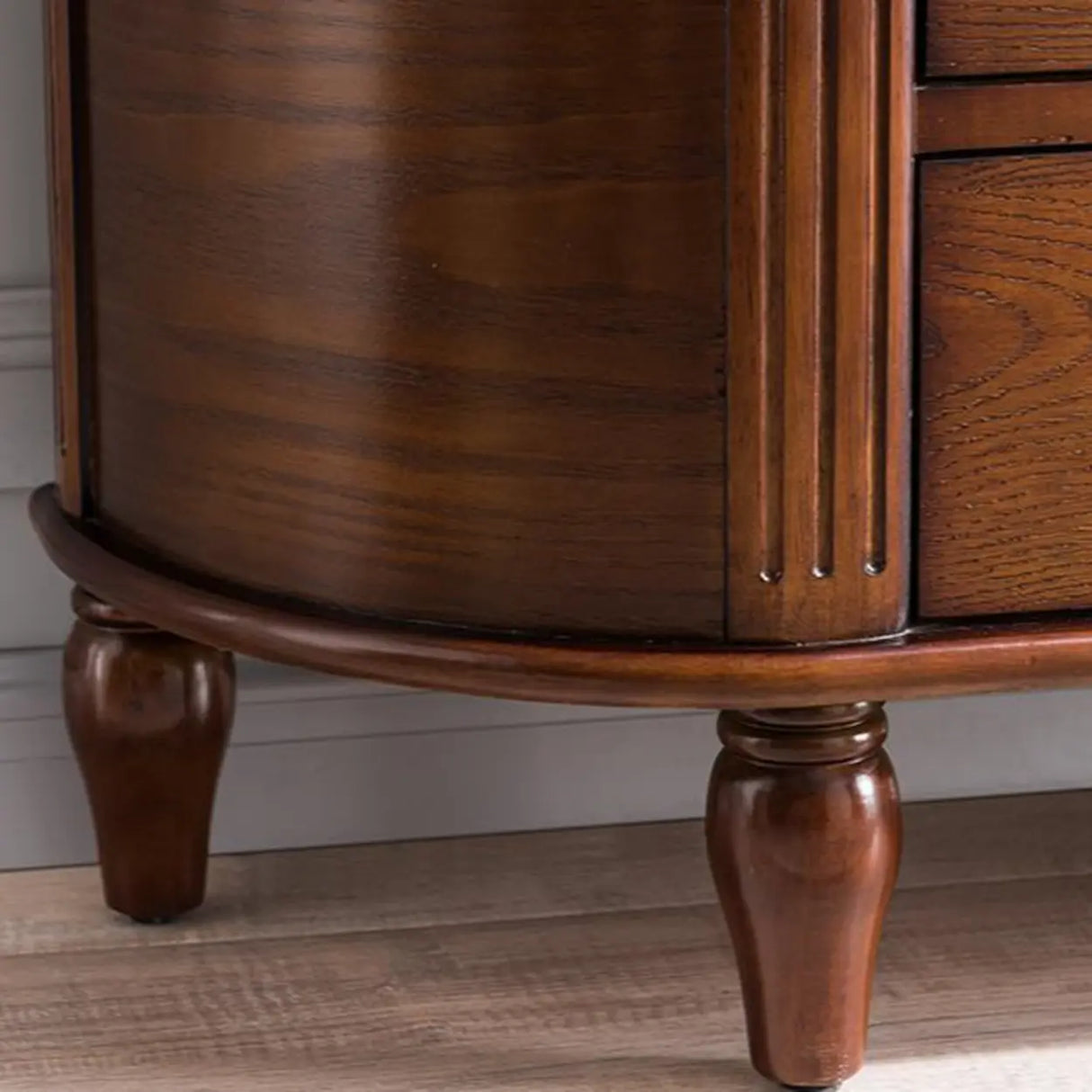 Rustic Curved Mahogany Brown Storage Console Table Image - 8