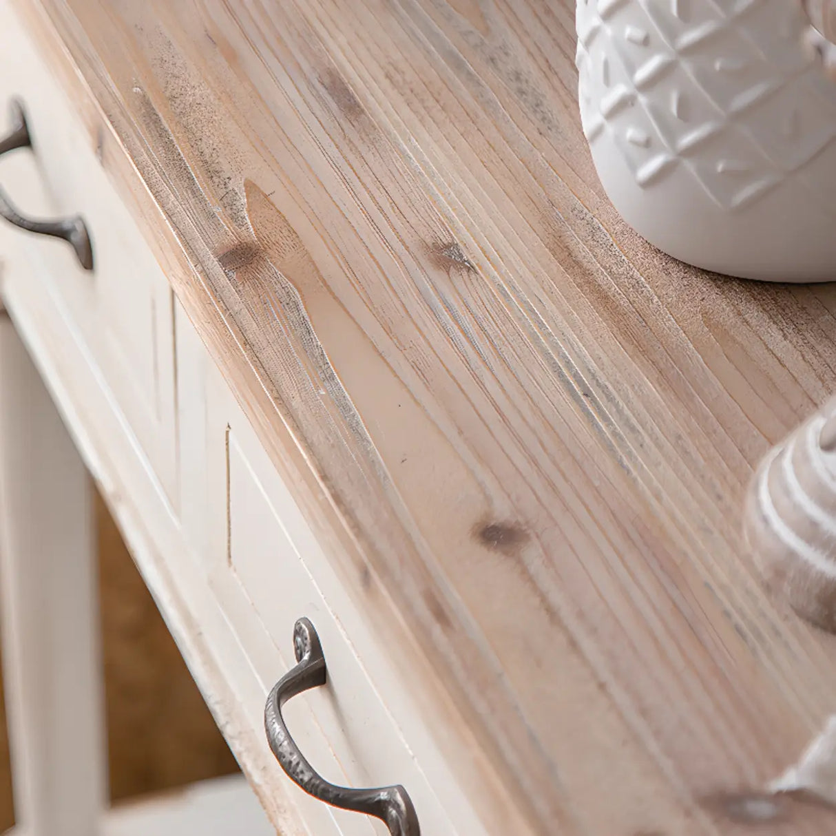 Rustic Demilune Wood Storage Console Table with Drawers Image - 10