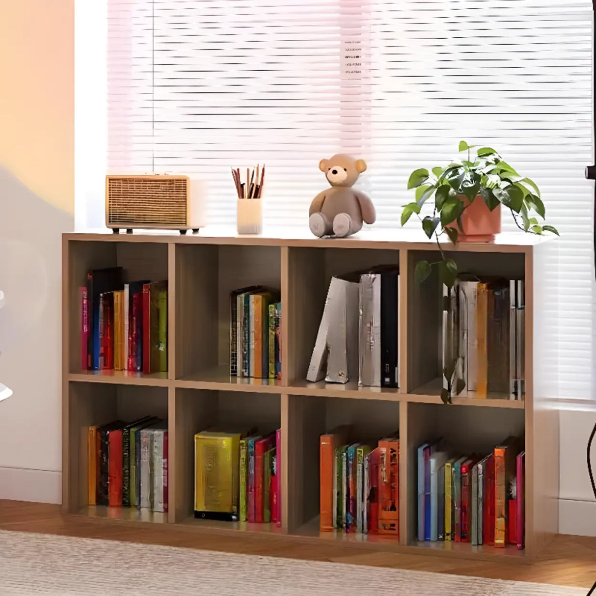 Rustic Espresso Rectangular Timber Wide Bookshelves Image - 1