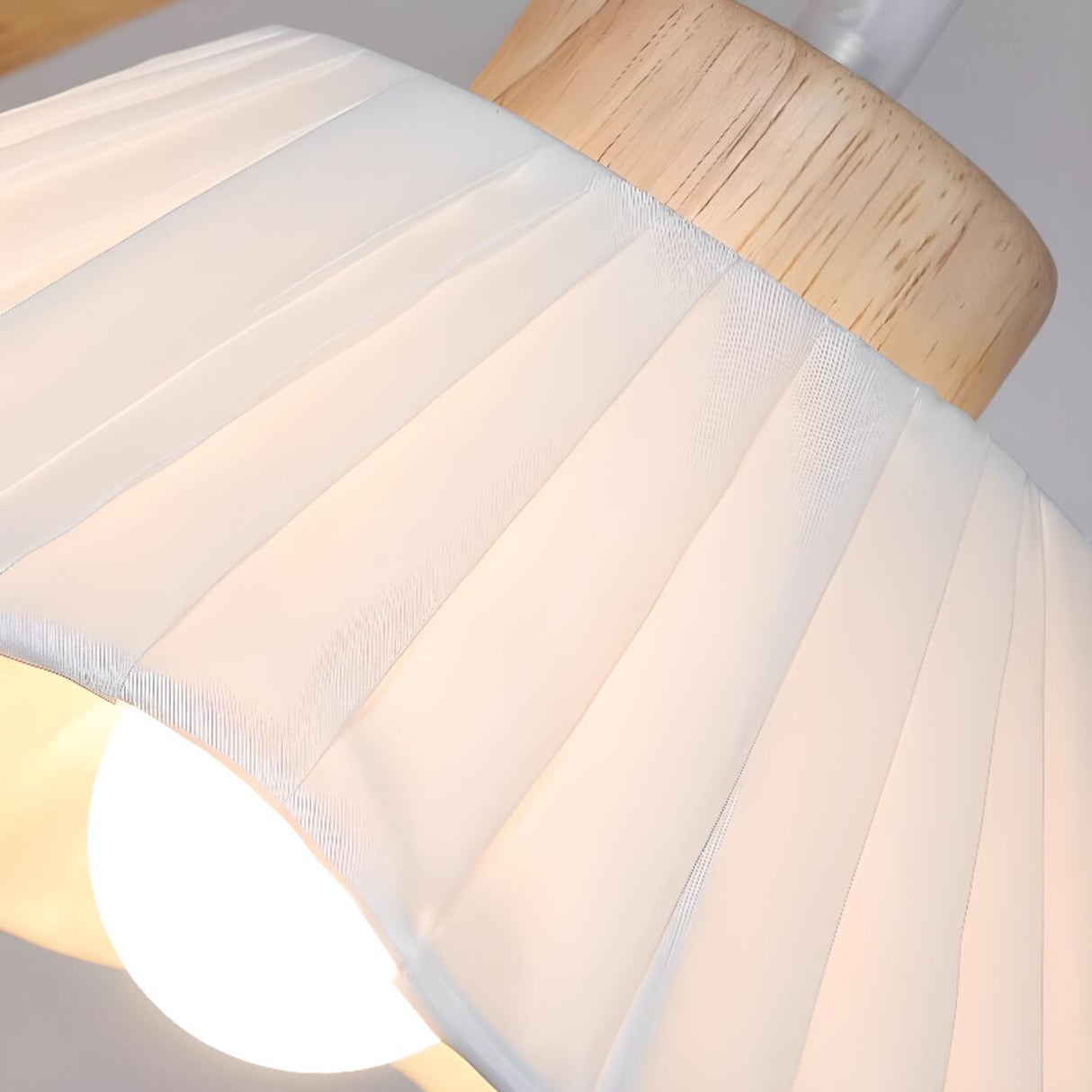 Rustic Fabric Lampshade Wood Geometric Wall Sconce Image - 14