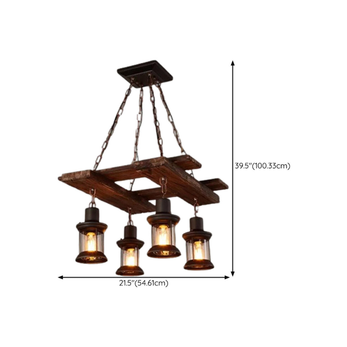 Rustic Farmhouse Wood Wagon Wheel Chandelier Image - 13