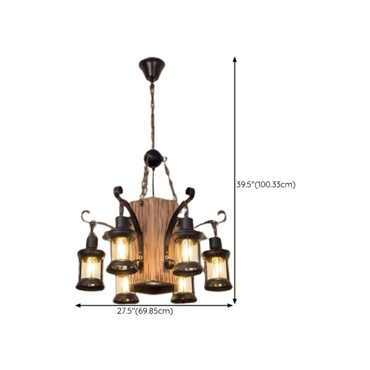 Rustic Farmhouse Wood Wagon Wheel Chandelier Image - 17