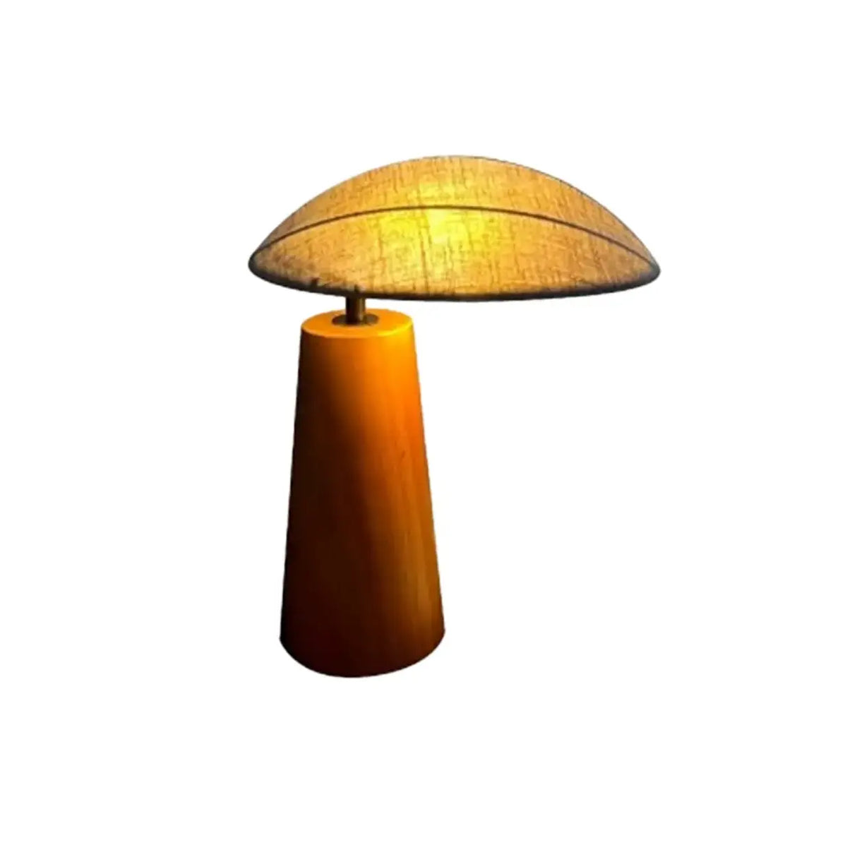 Rustic Flax Cone Shade Natural Wood Plug In Table Lamp Image - 10