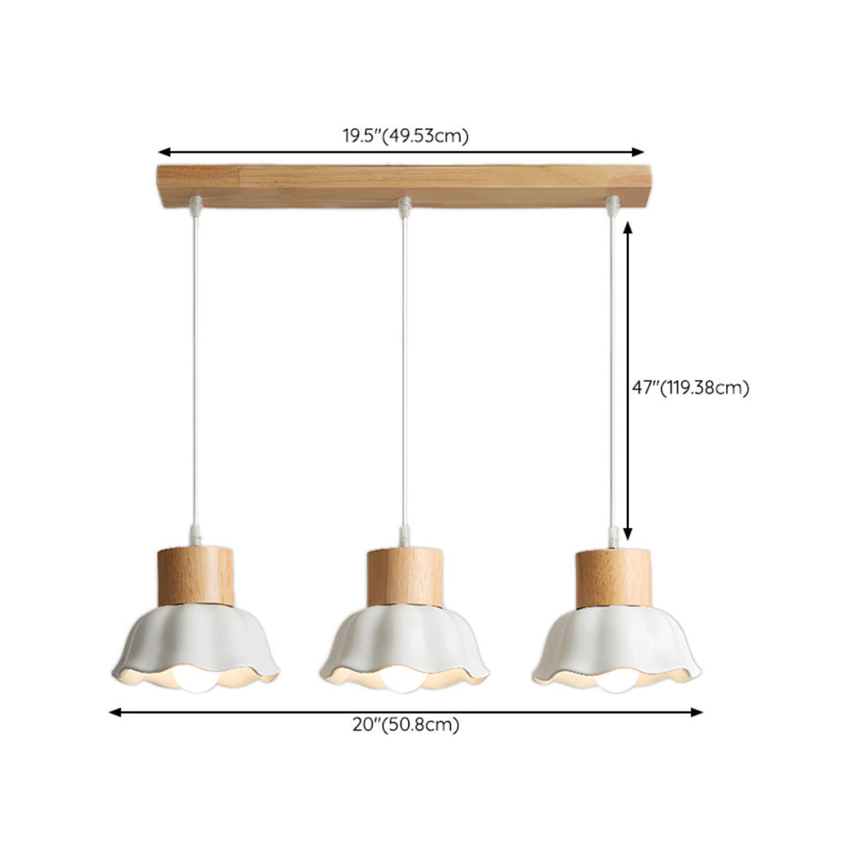 Rustic Flower 3-Light Wood Island Pendant Light