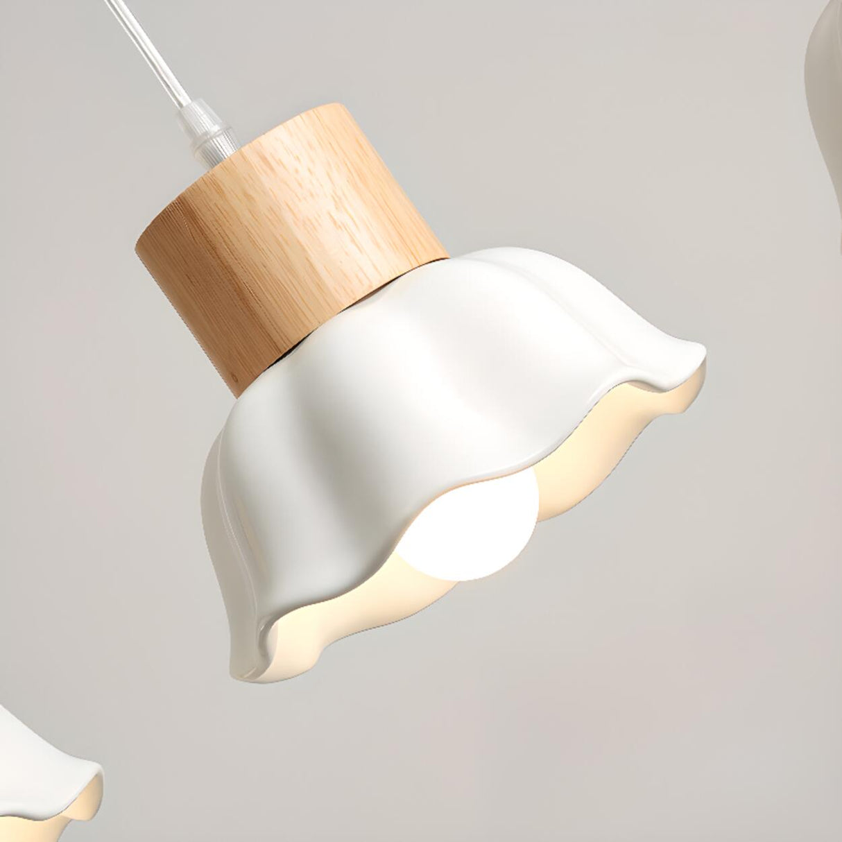 Rustic Flower 3-Light Wood Island Pendant Light Image - 9