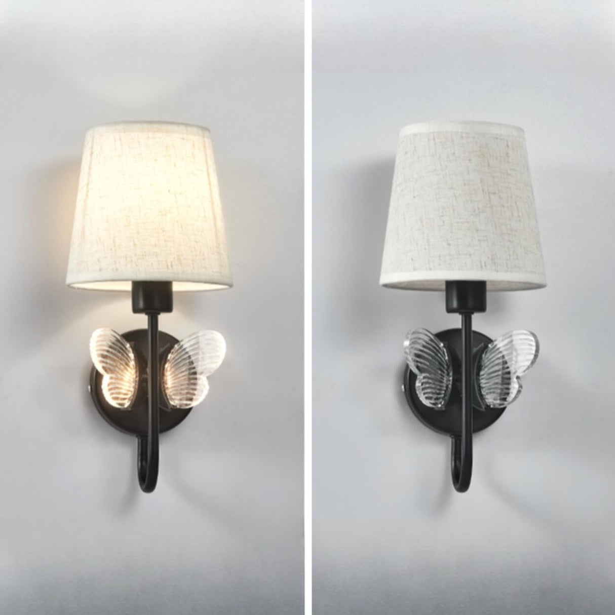 Rustic Green Fabric Shade Antler Cylinder Wall Light Image - 11